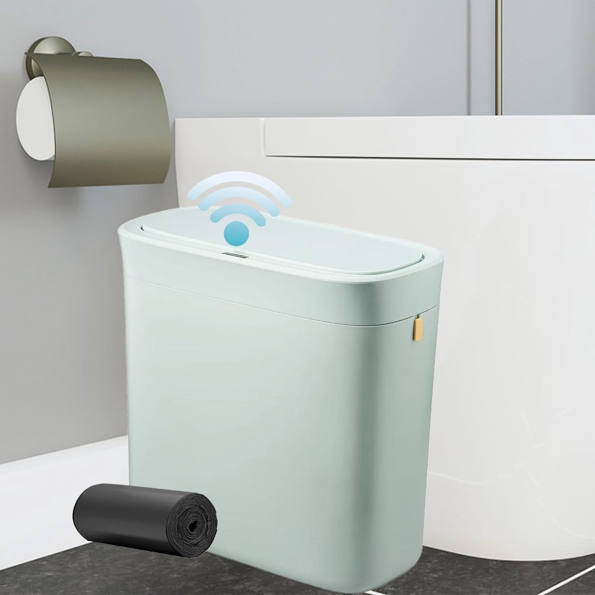 Badkamer Prullenbak - Afvalemmer Deksel - Hygiënisch Werken - Automatische Inductie - 12 Liter 33cm - Mintgroen