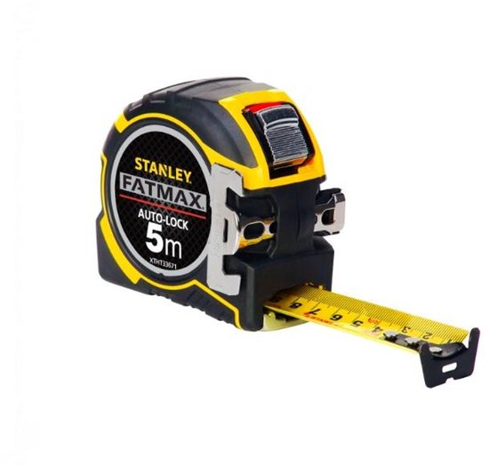 Gele en zwarte Stanley FatMax autolock rolbandmaat 5m.