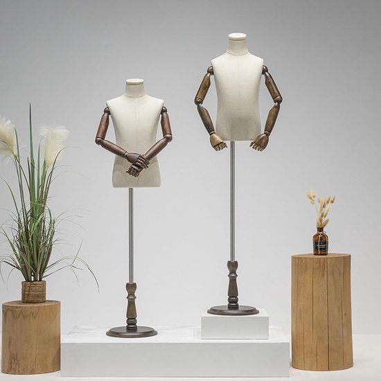 Kinder Etalagepop - Kinder Paspop - Kleding Presenteren - Verstelbare Hoogte - 3-4 Jaar - Beige van kinder — afbeelding 2
