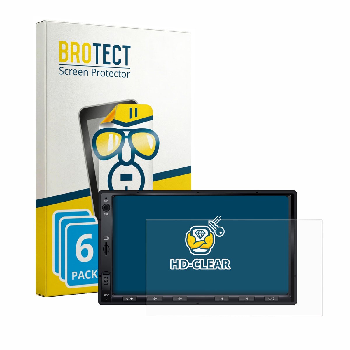BROTECT - Screenprotector voor Atoto A5LG2A7T 7" - Folie Beschermfolie transparant 6 Stuks