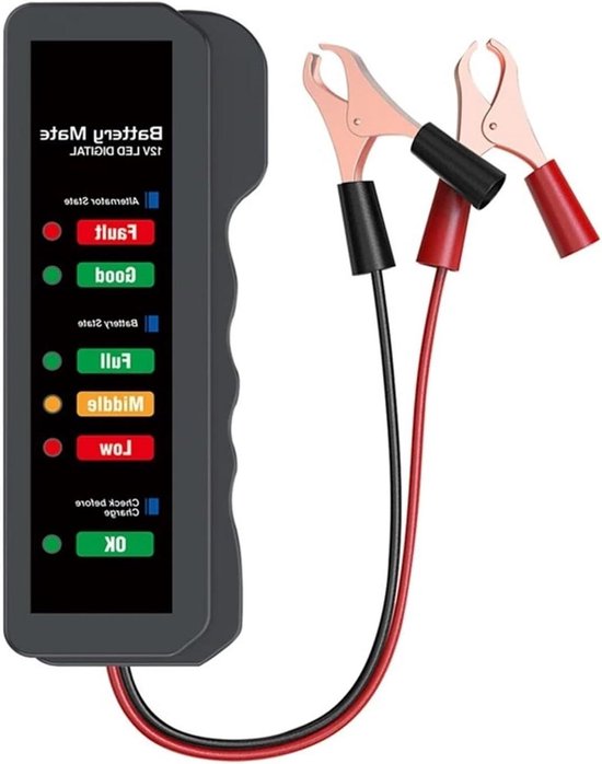 Batterijtester Auto - Accutester Dynamo - Accu Status Analyseren - Digitaal Display 6 LED - 10x10x10 mm - One Color