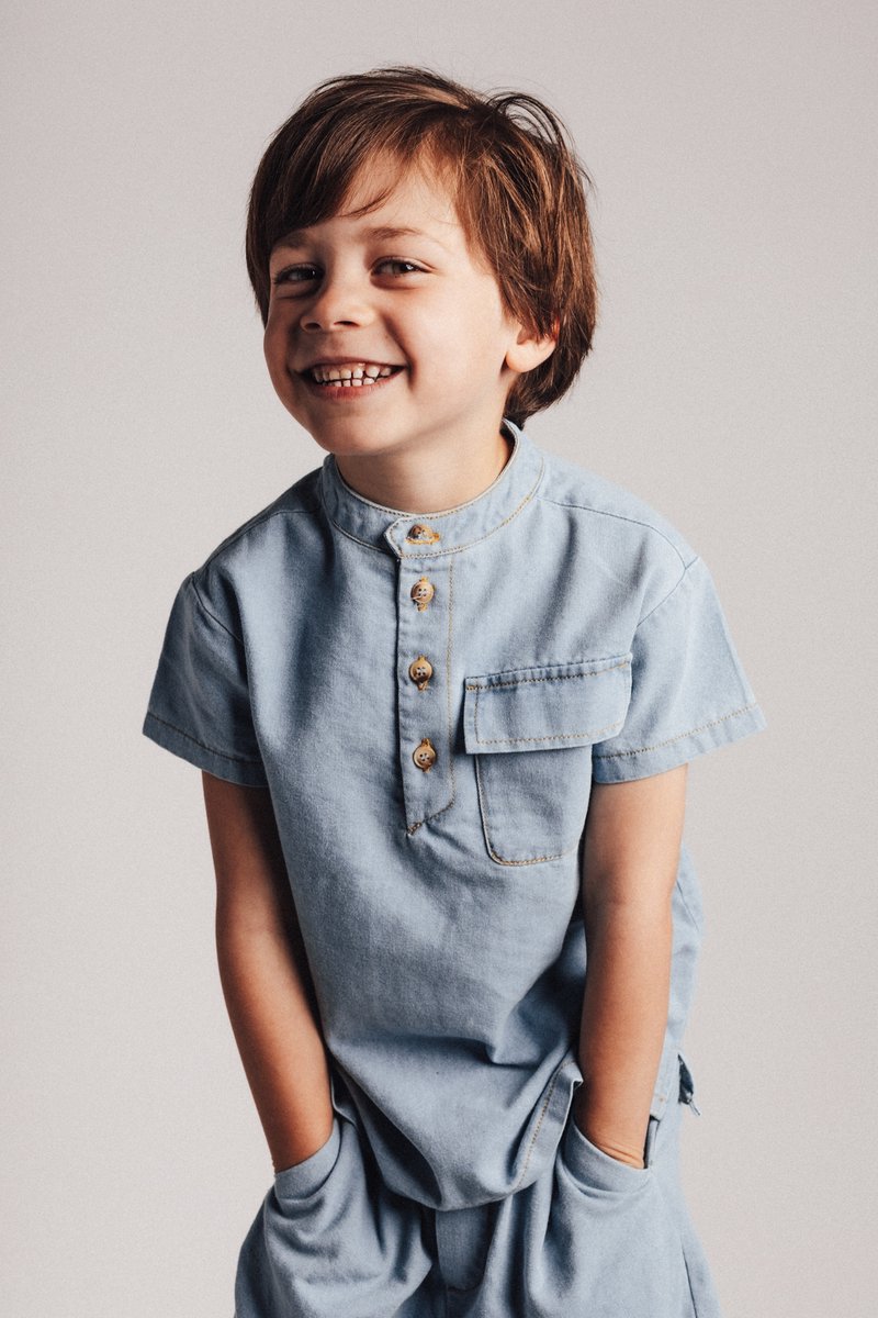 Baje Studio jongens blouse Maas blue denim 122