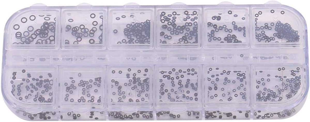 Assortiment van 12 Rubber O-Ringen in Diverse Maten voor Horloges en Sealing Toepassingen