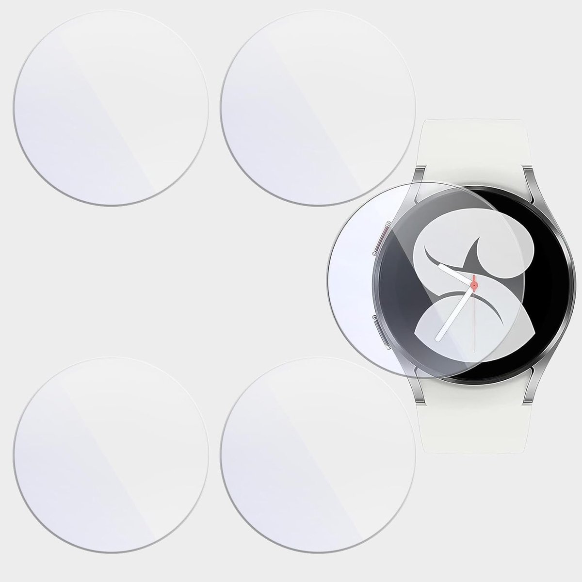 Set van 5 Screen Protectors voor 40 mm Smartwatches, Transparant HD Gehard Glas, 2.5D Ronde Hoeken, Bescherming tegen Krassen en Stoten