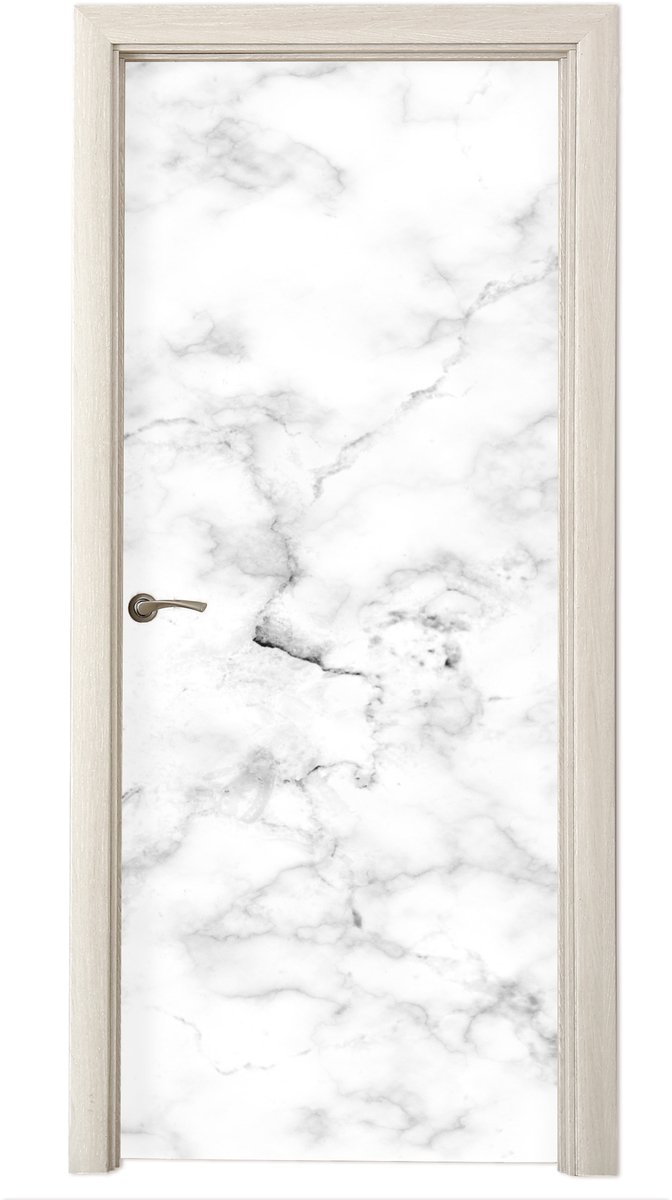 Deurposter 90x235 cm - Deursticker Marmer - Wit - Grijs - Meubelfolie zelfklevend - Deurfo