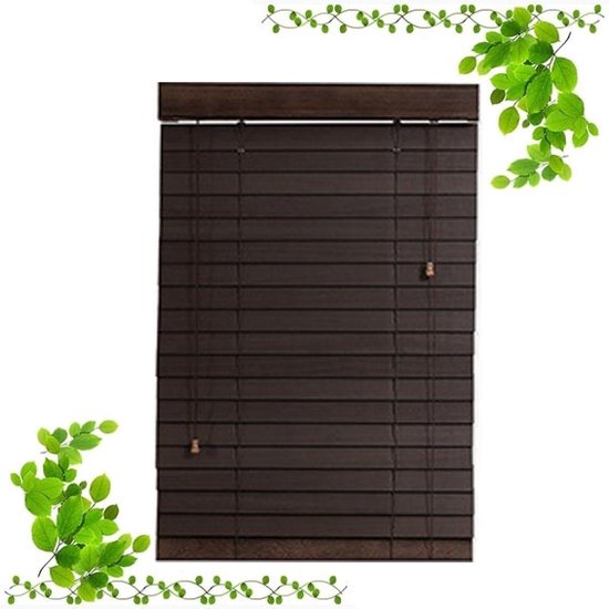 Houten Jaloezieën - Raambekleding Hout - Licht Reguleren - Natuurlijk Hout - 120 x 220cm - Walnoot