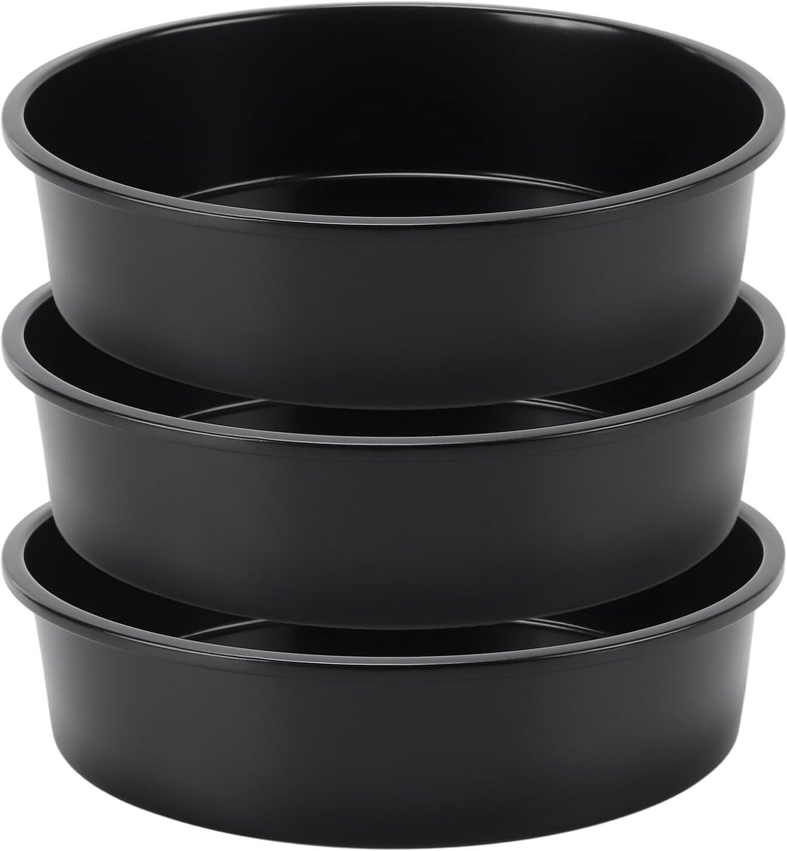 3 Bakvormen Rond Zwart - 26,3x7 cm - Koolstofstaal met Antiaanbaklaag
