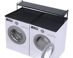 Wasmachine Droger Kit - Wasrek Verbinding - Ruimte Optimalisatie - Antislip Plank - 70 cm - Grijs