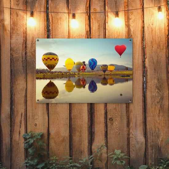Posters de jardin extérieur Montgolfière - Couleurs - Water - Reflet - 90x60 cm - Toile jardin - Affiche extérieure