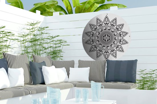 Affiche de jardin Mandalas rondes - Affiche de jardin en forme de fleur de Mandala - Affiche de jardin ronde 60x60 cm - Toile de jardin / Toile d'extérieur / Peintures pour l'extérieur (décoration de jardin)