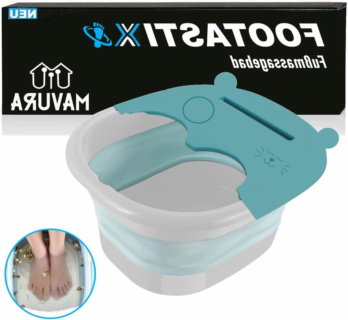 Voetmassagebad Opvouwbaar - Voetenbad Relaxer - Voeten Ontspannen - Geïntegreerde Massagepunten - 40 x 30 x 10 cm - Wit