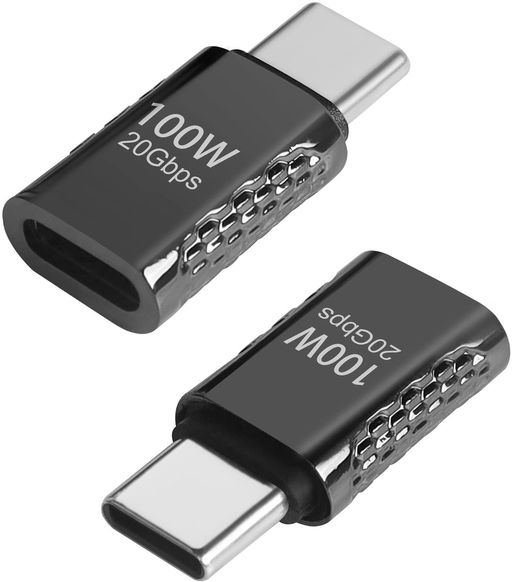 Dailygoods - USB C Mannelijk naar Vrouw Adapter 100W met 20Gbps Ondersteuning