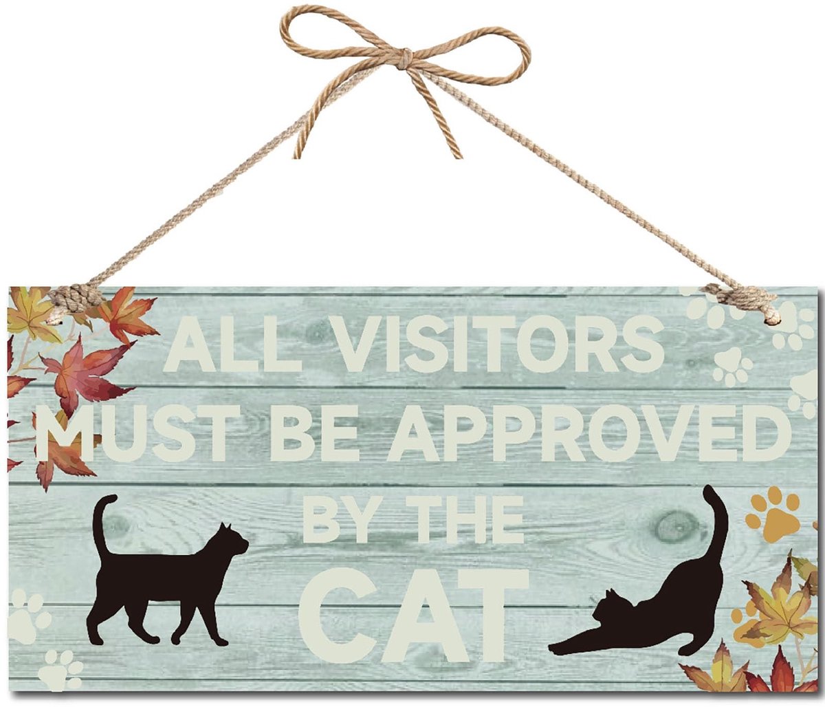 Allecto - Houten bord met zwarte kat - Decoratie voor voordeur - 30 x