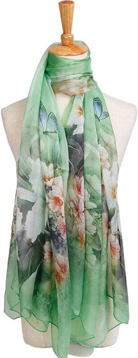 Dames Sjaal - Nekwarmer - Stijlvol Aankleden - Zija Print - 175x110cm - Bloemenpatroon