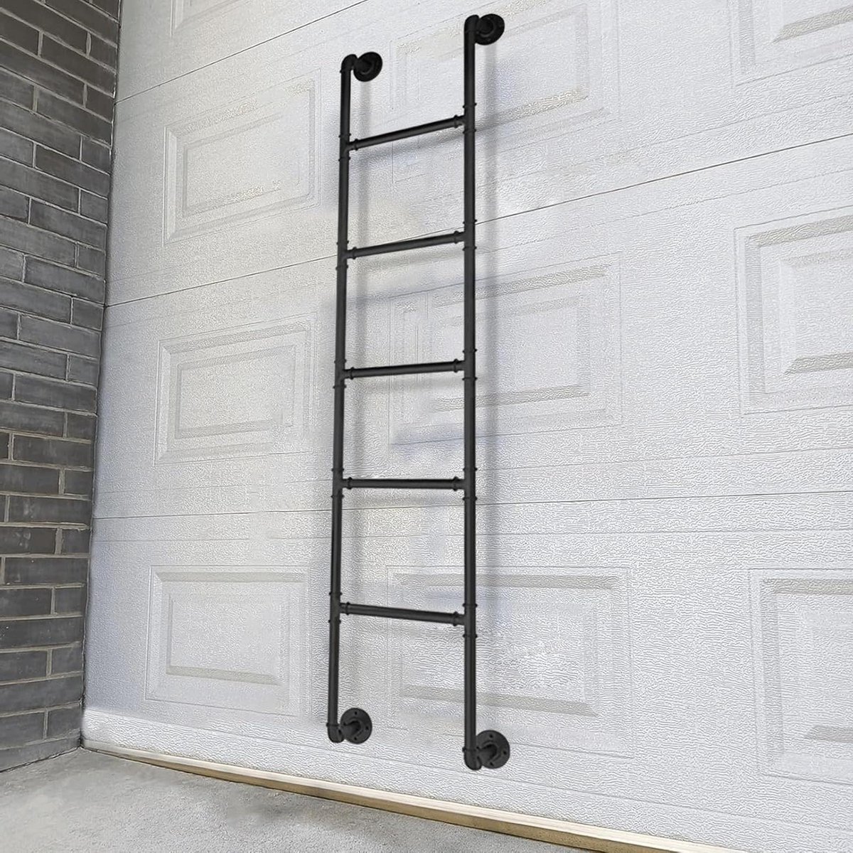 Metalen vluchtluikladder, brandladder, staande metalen ladder voor huis met 2 verdiepingen, bibliotheek, stapelbed, klimladders voor binnen en buiten, aanpasbare maat (140 cm/55 in