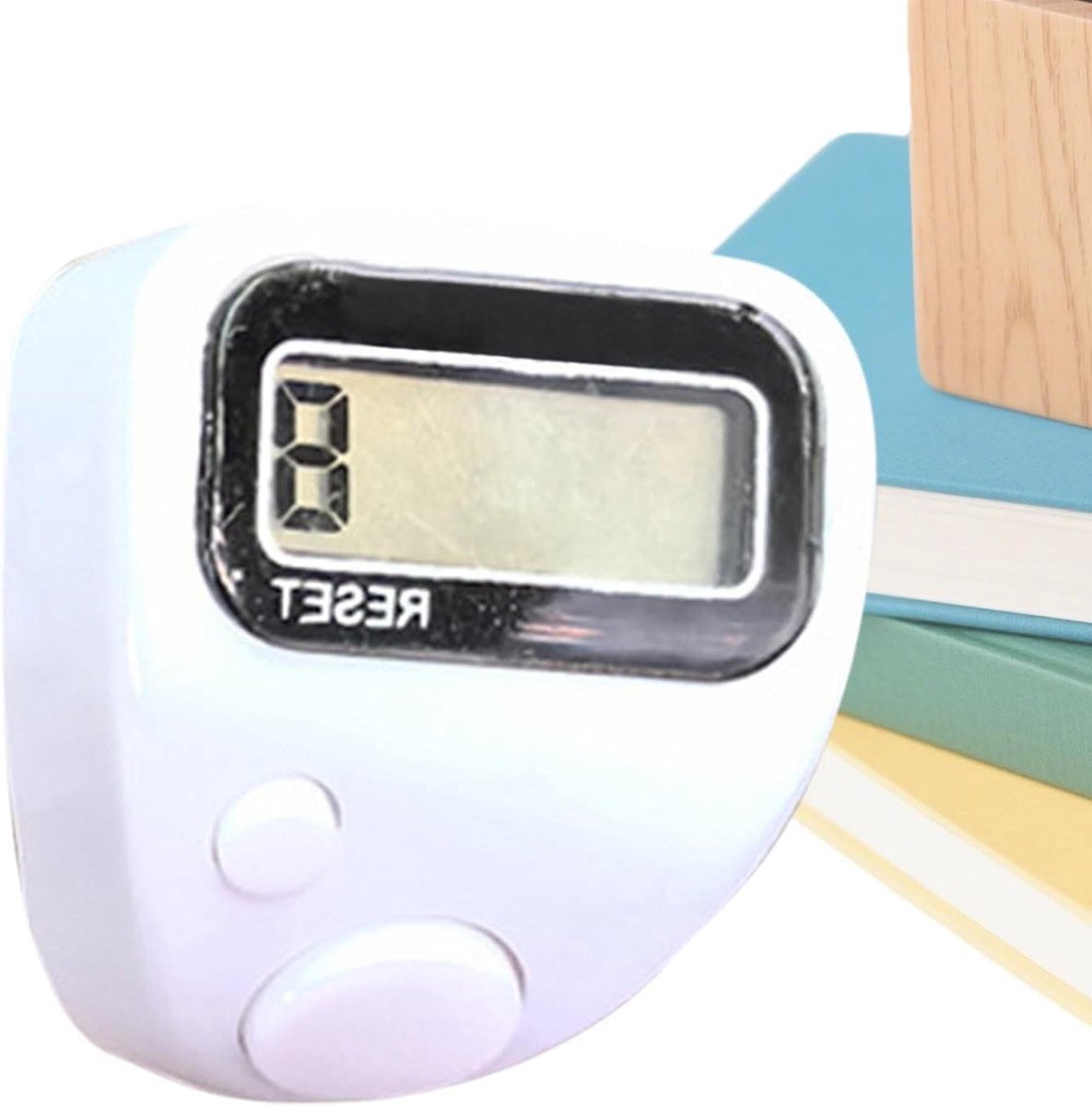 Vingerteller Clicker Ring - Digitale Teller - Goederen Tellen - Stille Mechanische Klik - 5-Digitaal Display - Wit