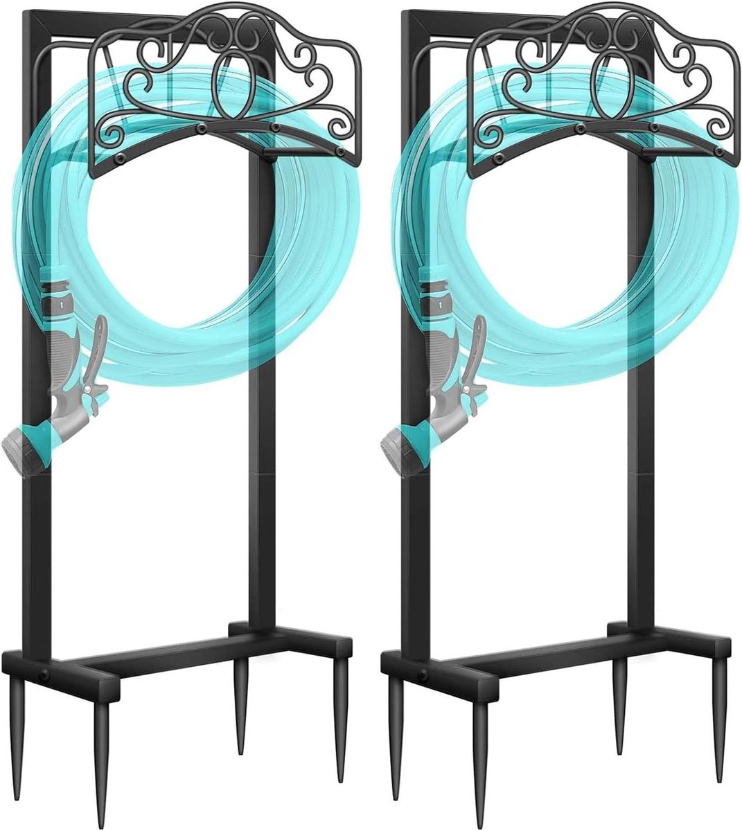 Slanghouder Set - Slangstandaard Hanger - Tuin Opbergen - Vrijstaand Ontwerp - 2 Stuks - Zwart