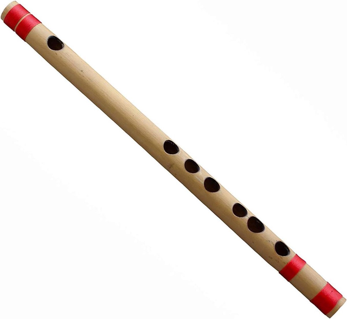 Bamboe Dwarsfluit - Indiase Fluit - Muziek Maken - Handgemaakt - 457 cm - Rood