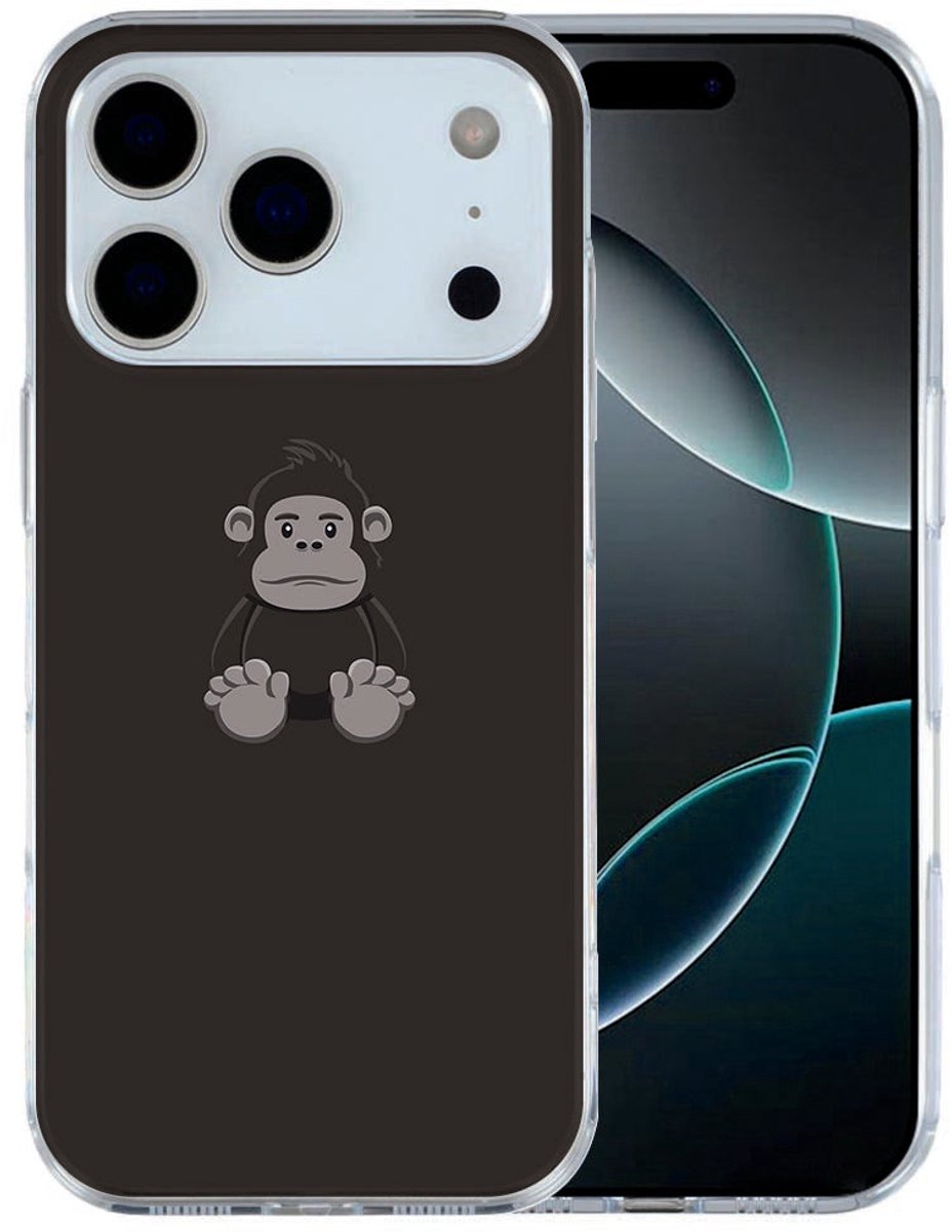 iPhone 17 Pro Max Hoesje Gorilla – Stoer TPU Cover met Gorilla Print