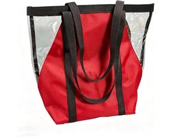 QOXEZY Duidelijke PVC en 1680D Oxford Vrouwen Tote Bag, Ruime Shopping Handtas met Zakken voor Strand Camping Reizen, Lichtgewicht Schoudertas voor Dagelijkse Essentials Multi Kleur