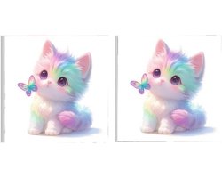 L0DY-294 Set van 2 verf op nummer voor volwassenen, vlinderkat, verf op nummer, doe-het-zelf acryl olieverfschilderijsets, voor 3-7 jaar oude…