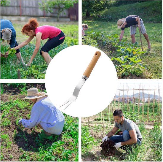 Hand wieden Tool - Patio Wieden Tool - Handmatige Tuinieren Trekker Roestvrij Staal Wortel Remover voor Landscaping Bed Achtertuin — afbeelding 5
