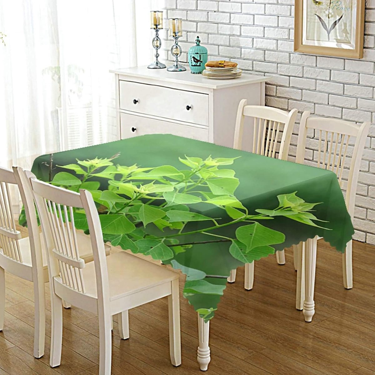 Tafelkleed - Keukentextiel - Eettafel decoreren - Bladmotief - 140 x 180 cm - Groen