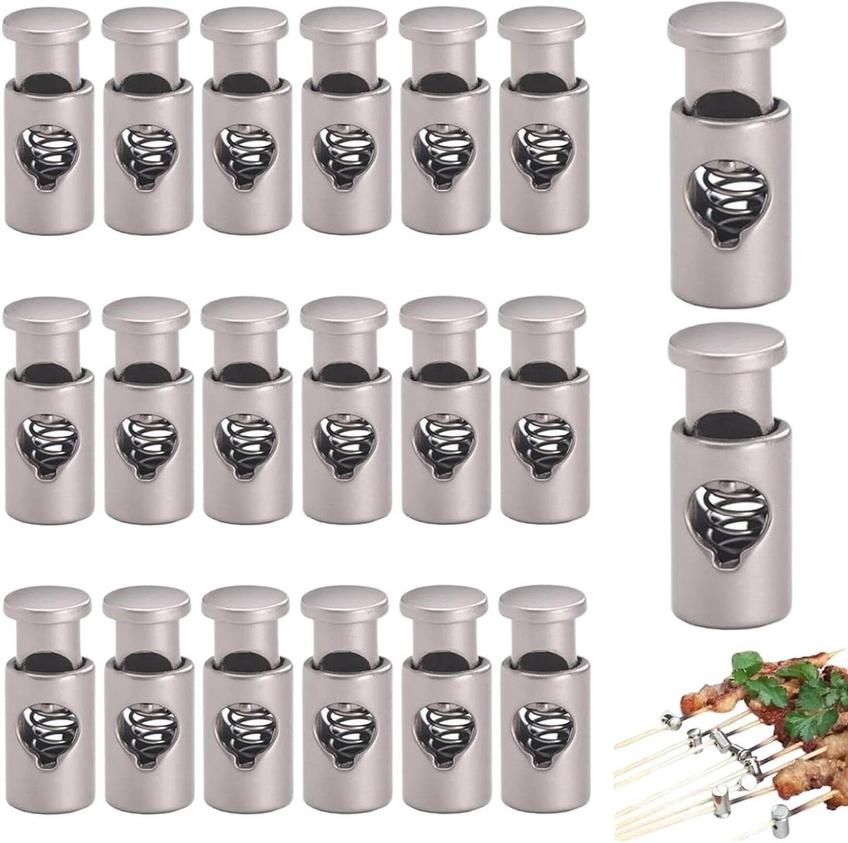 BBQ Spies Klem - Grill Fixeer - Buiten Koken - Veerconstructie - 20 Stuks - Metaal