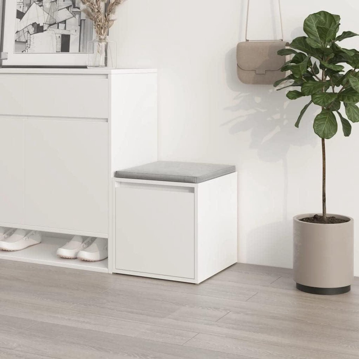Ladebox Opslag - Opbergmeubel - Huis Organiseren - Met Zitfunctie - 40x40x40 cm - Wit