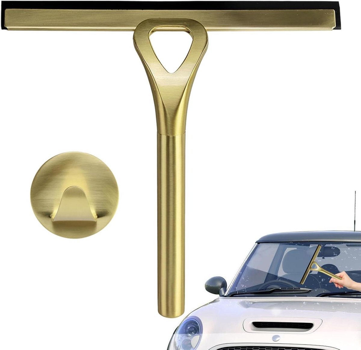 Douchewisser Glas - Raamtrekker Huishouden - Streepvrij Reinigen - Roestvrij Staal - 22.5 cm - Goud