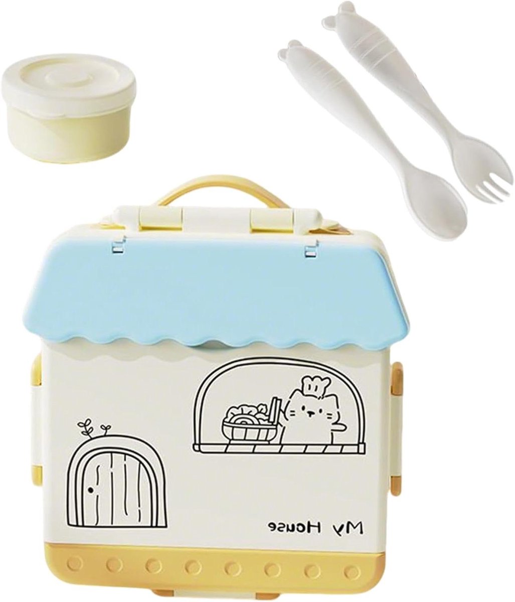 Kinder Lunchbox - Bento Box - Maaltijd Organiseren - Magnetron & Vaatwasserbestendig - 1000 ml - Blauw