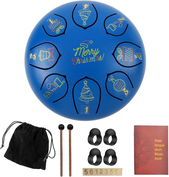 Stalen Tongtrommel - Handpan Drum - Meditatie Muziek - 8 Noten - 6 Inch - Grijs — afbeelding 4