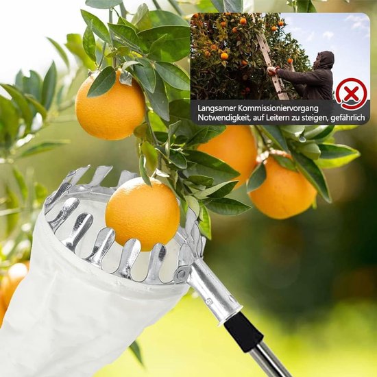 Fruitplukker met steel - Appelplukker Kersenplukker - Fruit Oogsten - Verstelbare Lengte - Tot 2.8 meter - Niet gespecificeerd — afbeelding 5