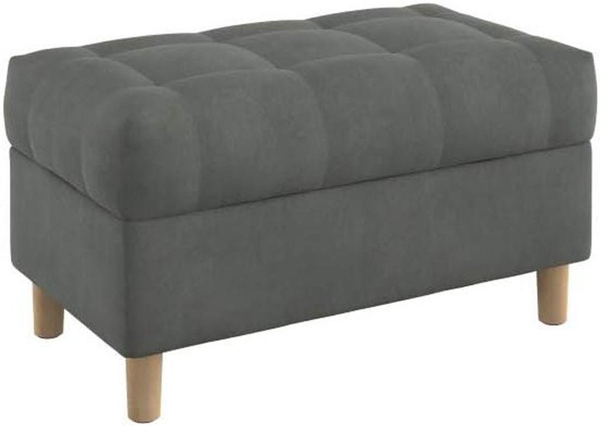 Opbergbank Gestoffeerd - Voetenbankje Kist - Woonkamer Organisatie - Knooptufting Design - 80 cm Breed - Grijs