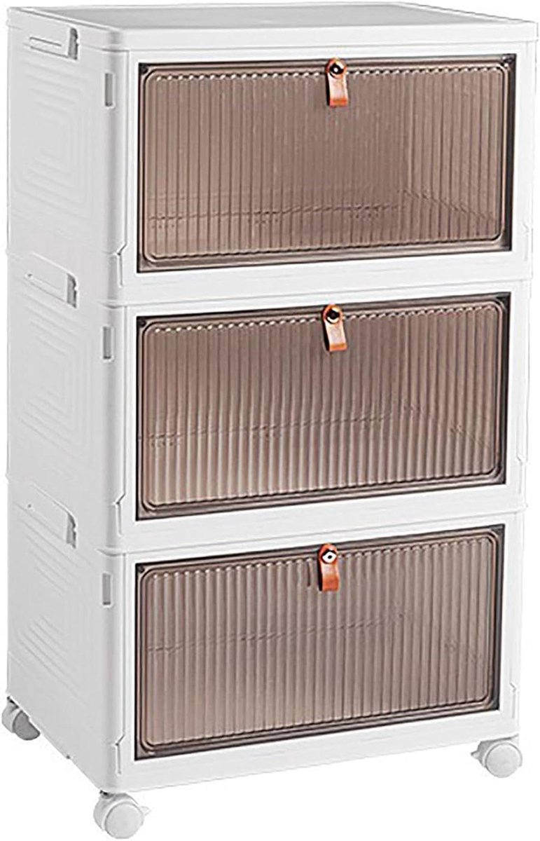Opbergkast op Wielen - Mobiel rek - Ruimte Ordenen - Stabiele Structuur - 39 x 28 x 98 cm - Wit