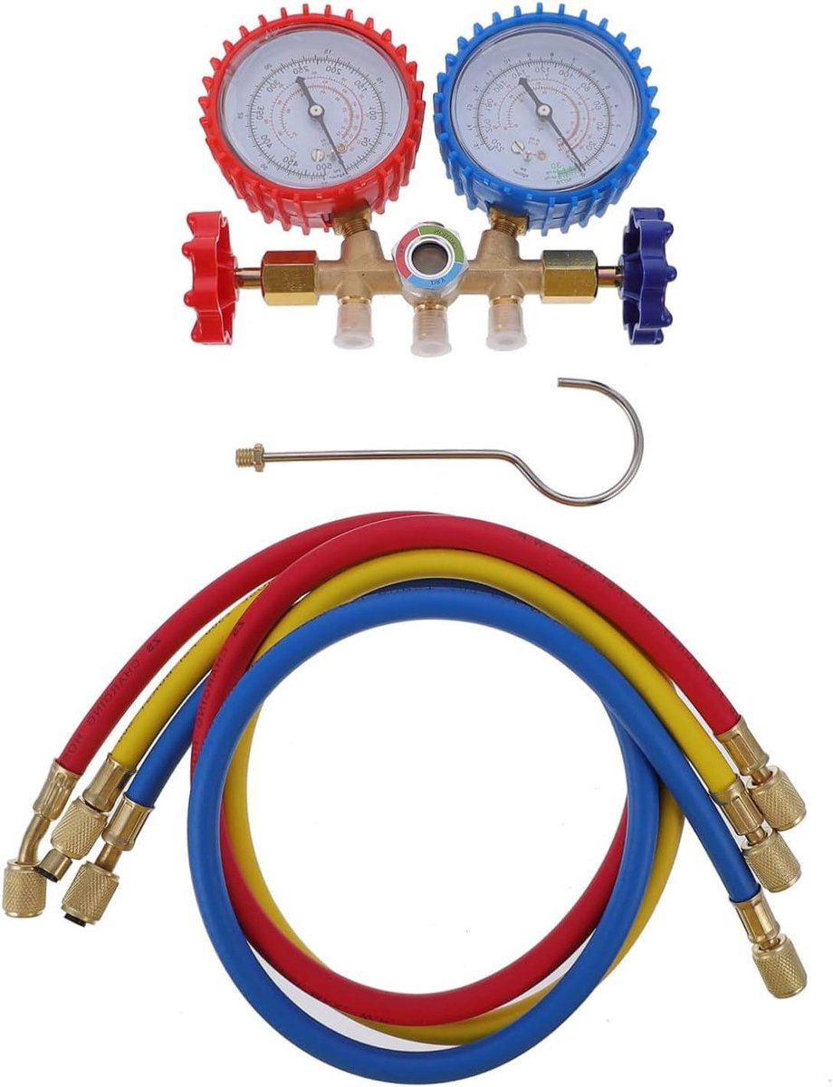 Koelmiddel Meetkit - Vulslang Set - Airco Vullen - Met Drukindicator - 17 x 12.5cm - Diverse Kleur