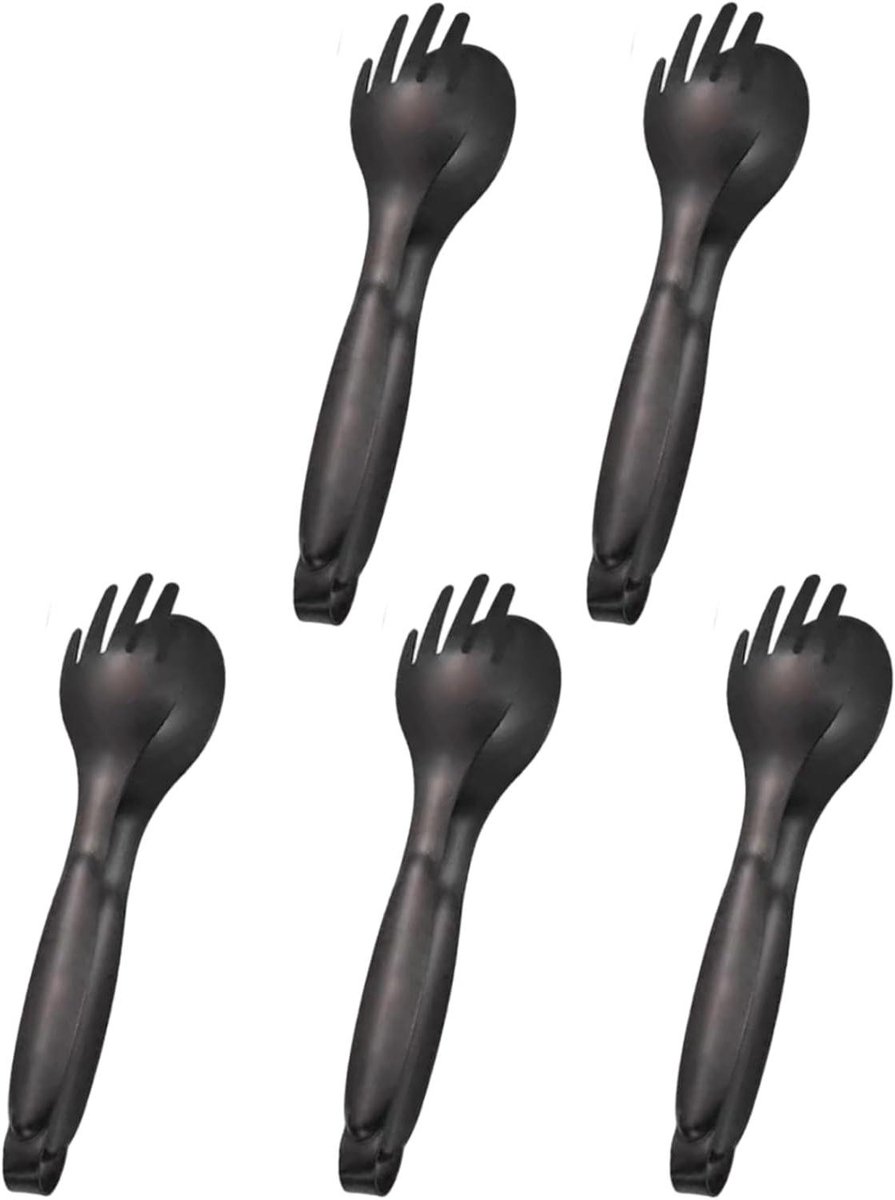 Serveertangen set - Keuken tangen - Buffet serveren - Vorklepel ontwerp - 5 stuks - Zwart