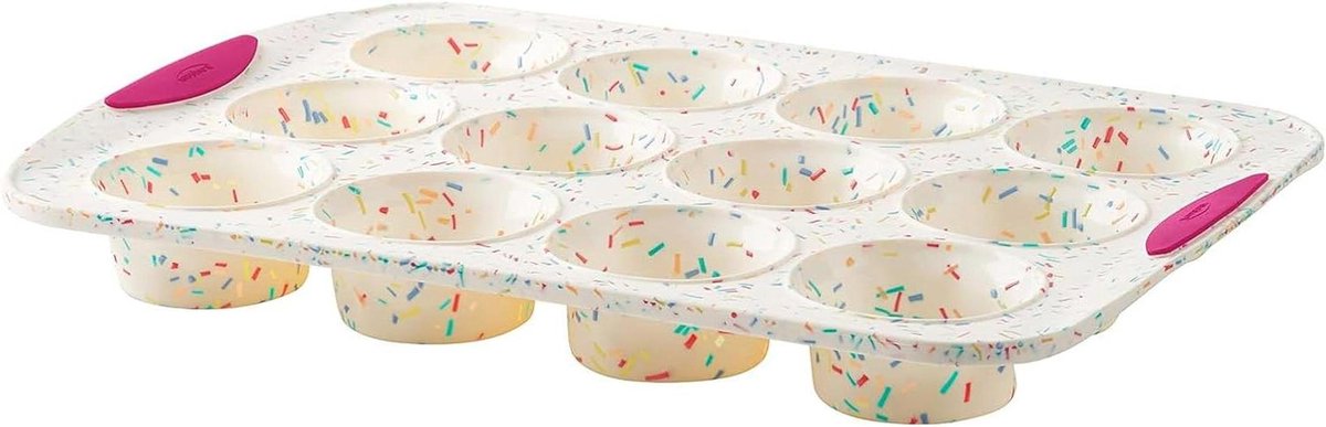 Muffin Pan - Bakvorm Cupcakes - Zorgeloos Bakken - Geïntegreerde Staalstructuur - 12 Cups - Confetti Fuschia