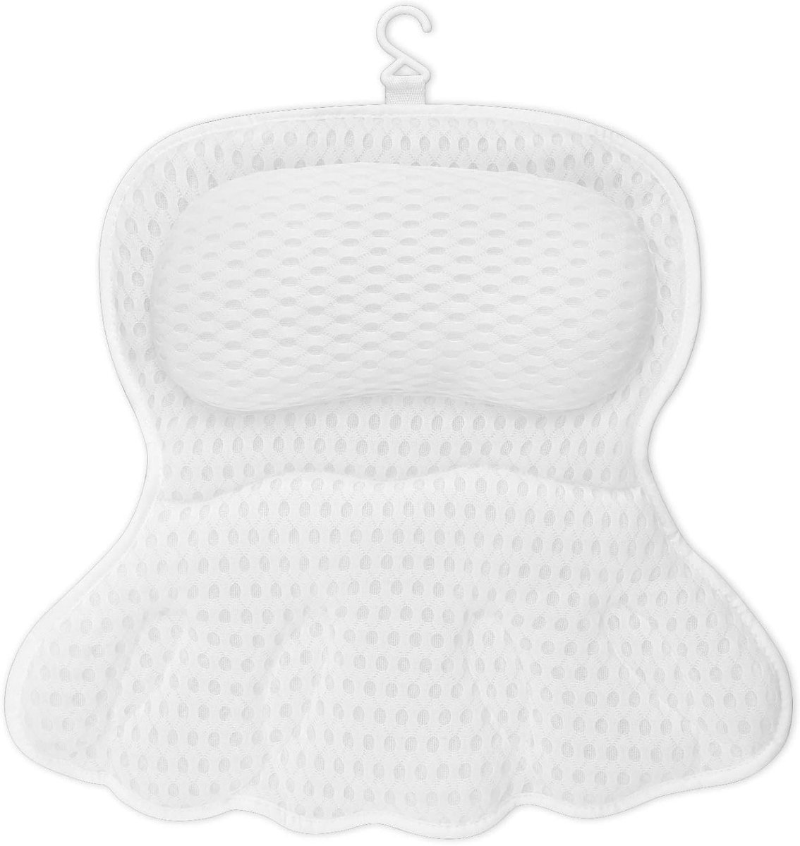 Badkussen - Hoofdsteun Kuip - Ontspannen Baden - 6 Zuignappen - 47 x 43 cm - Wit