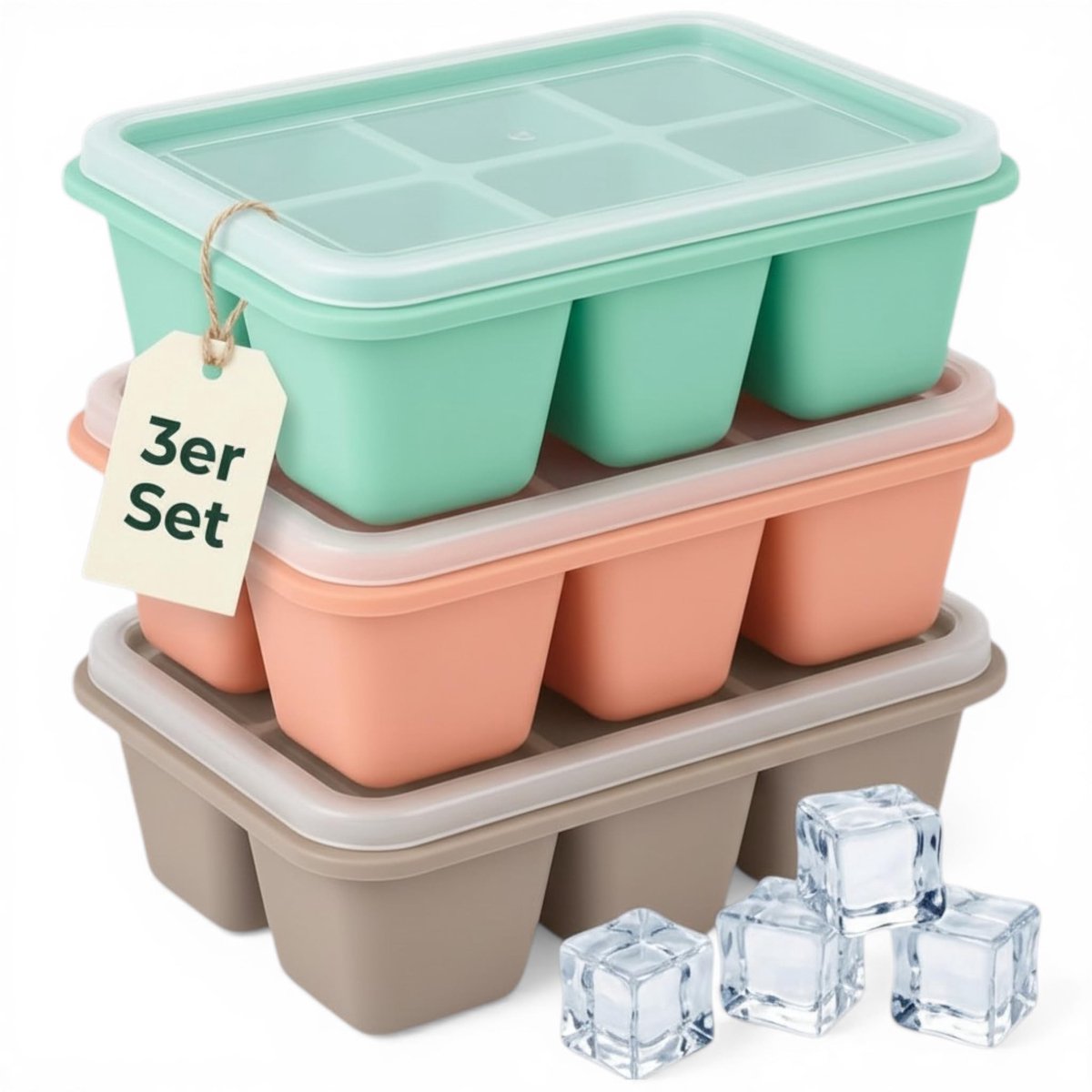Dailygoods - Set van 3 Flexibele IJsblokjesvormen