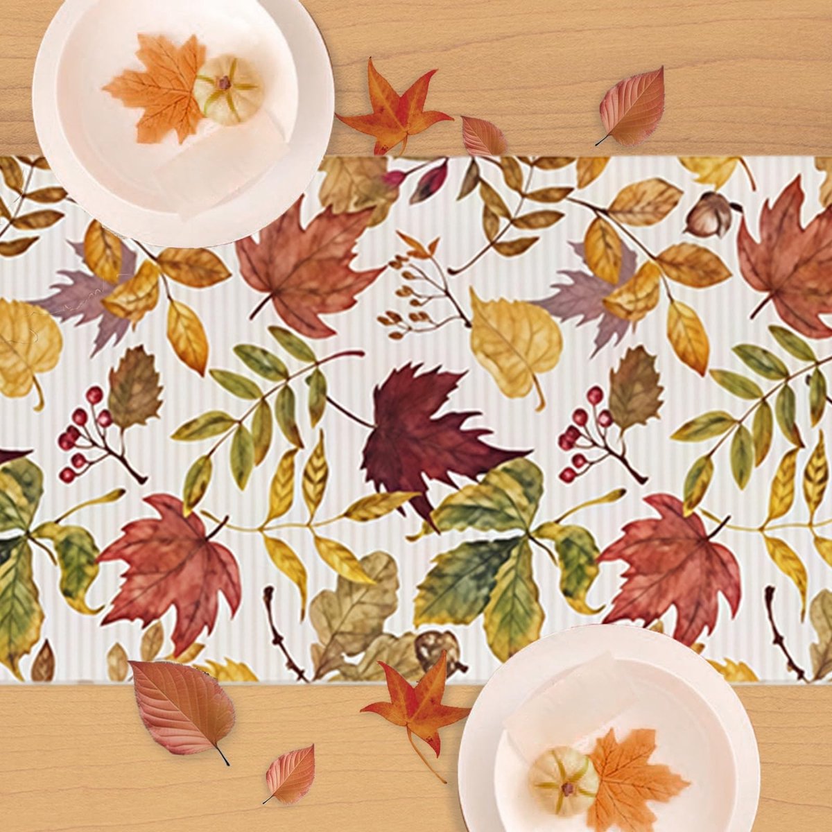 Dailygoods - Herfst Tafelloper met Pompoen en Eucalyptusdesign