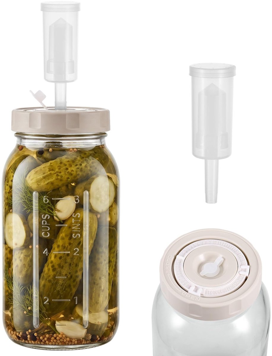 Dailygoods - Kimchi Fermenteglas met Luchtsluis en Tijdschaal, 2 Liter