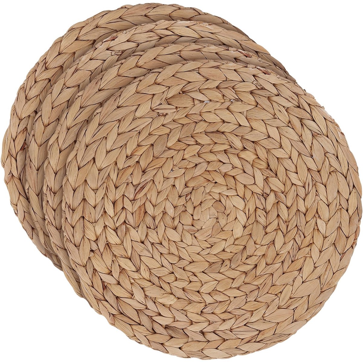 Dailygoods - Set van 4 Ronde Placemat van Waterhyacinten en Rotan