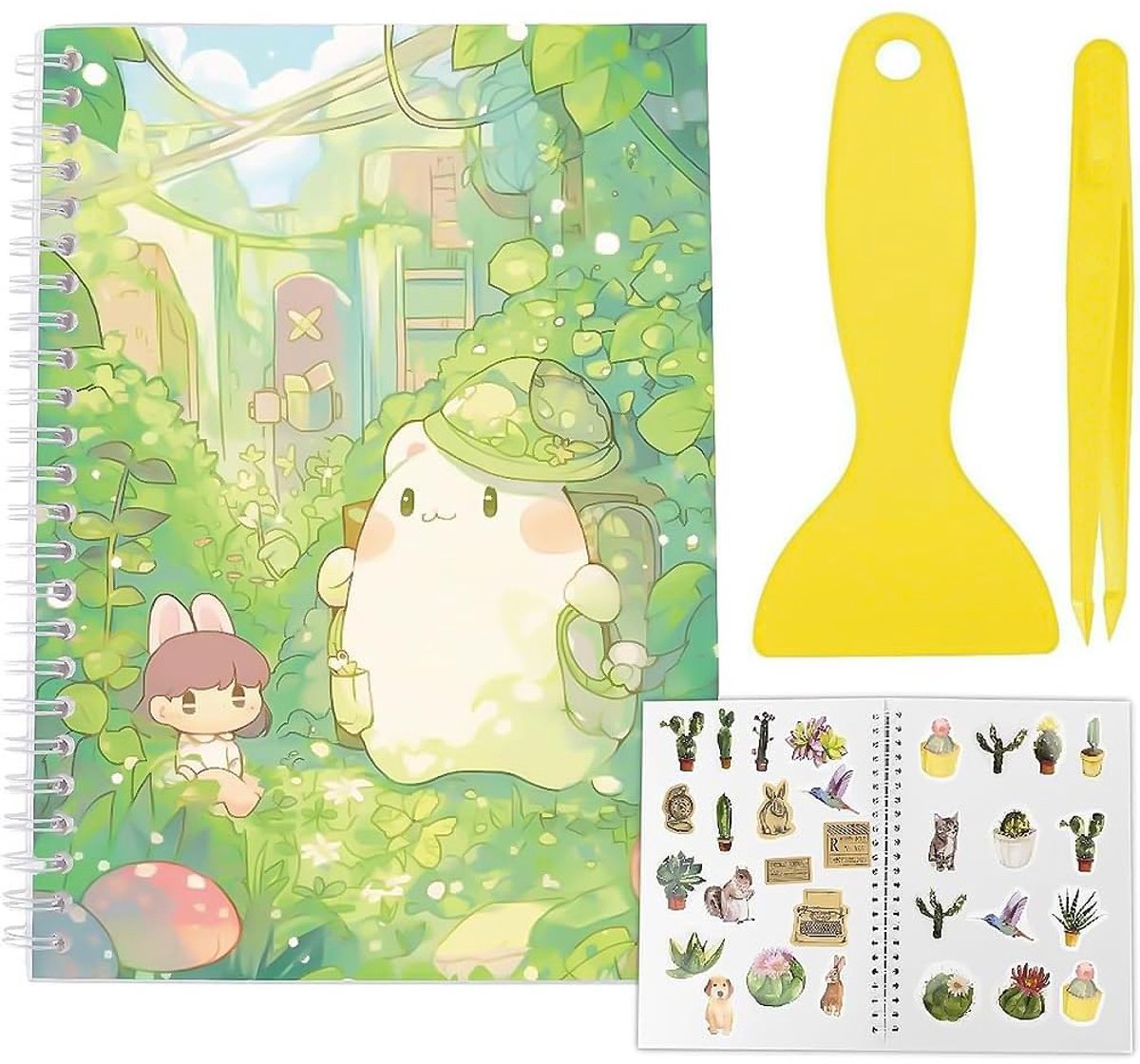 Dailygoods - Herbruikbaar Sticker Opbergboek met Pincet en Schraper A5