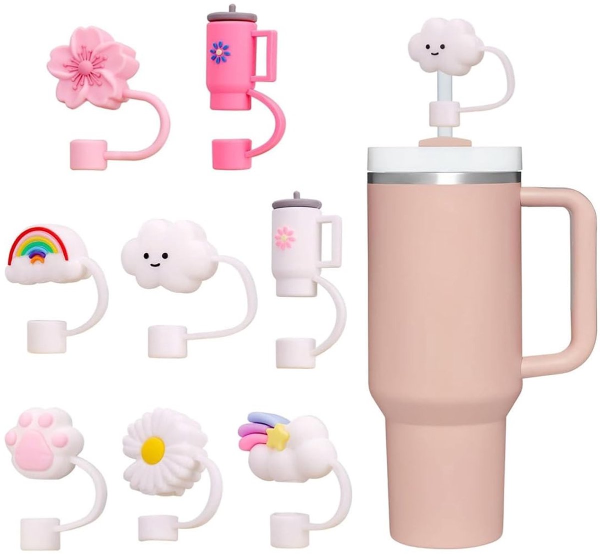 Dailygoods - Set van 8 Siliconen Deksel Accessoires voor Bekers