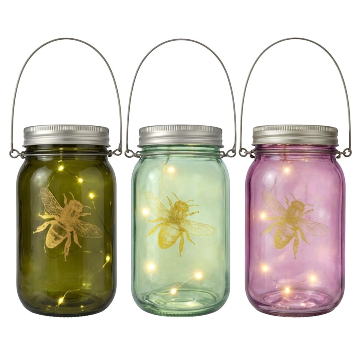 Dailygoods - 3-delige Lichtglazenset met Gouden Bijendecoratie