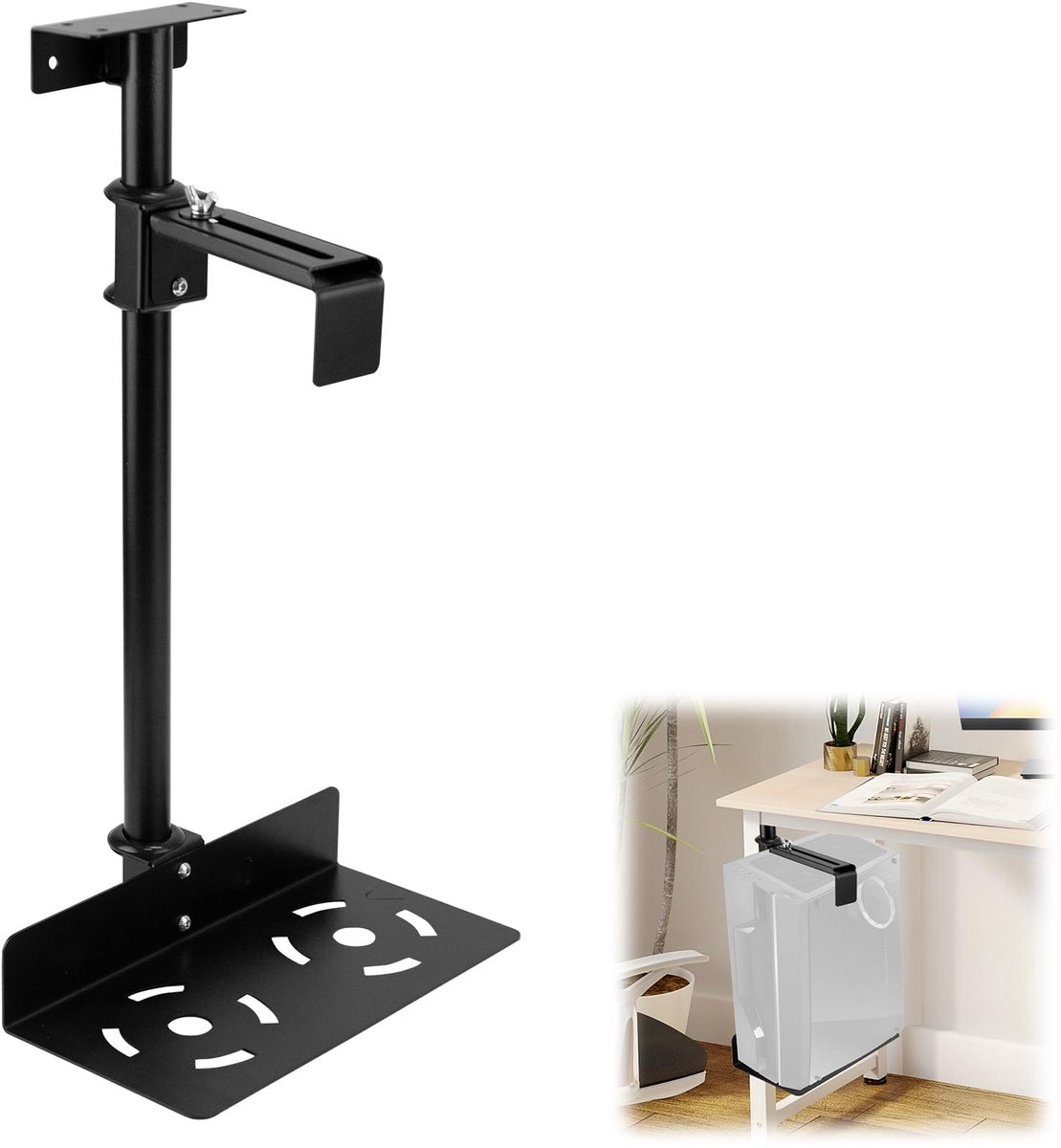 Dailygoods - Verstelbare PC-houder voor Onder Bureau, 360° Draaibaar