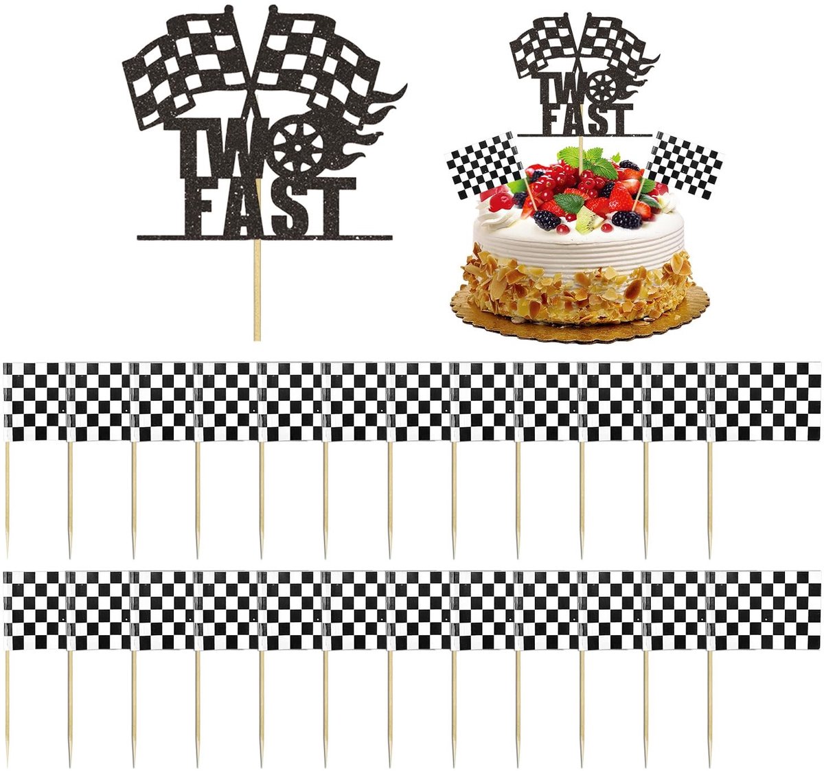 Dailygoods - Taartdecoratie Accessoires Set met Vlaggeninzetstukken