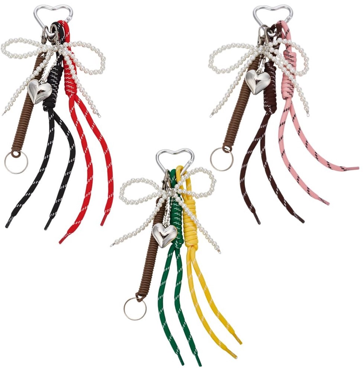 Dailygoods - 3 Stuks Kleurrijke Sleutelhanger Clips met Strikken