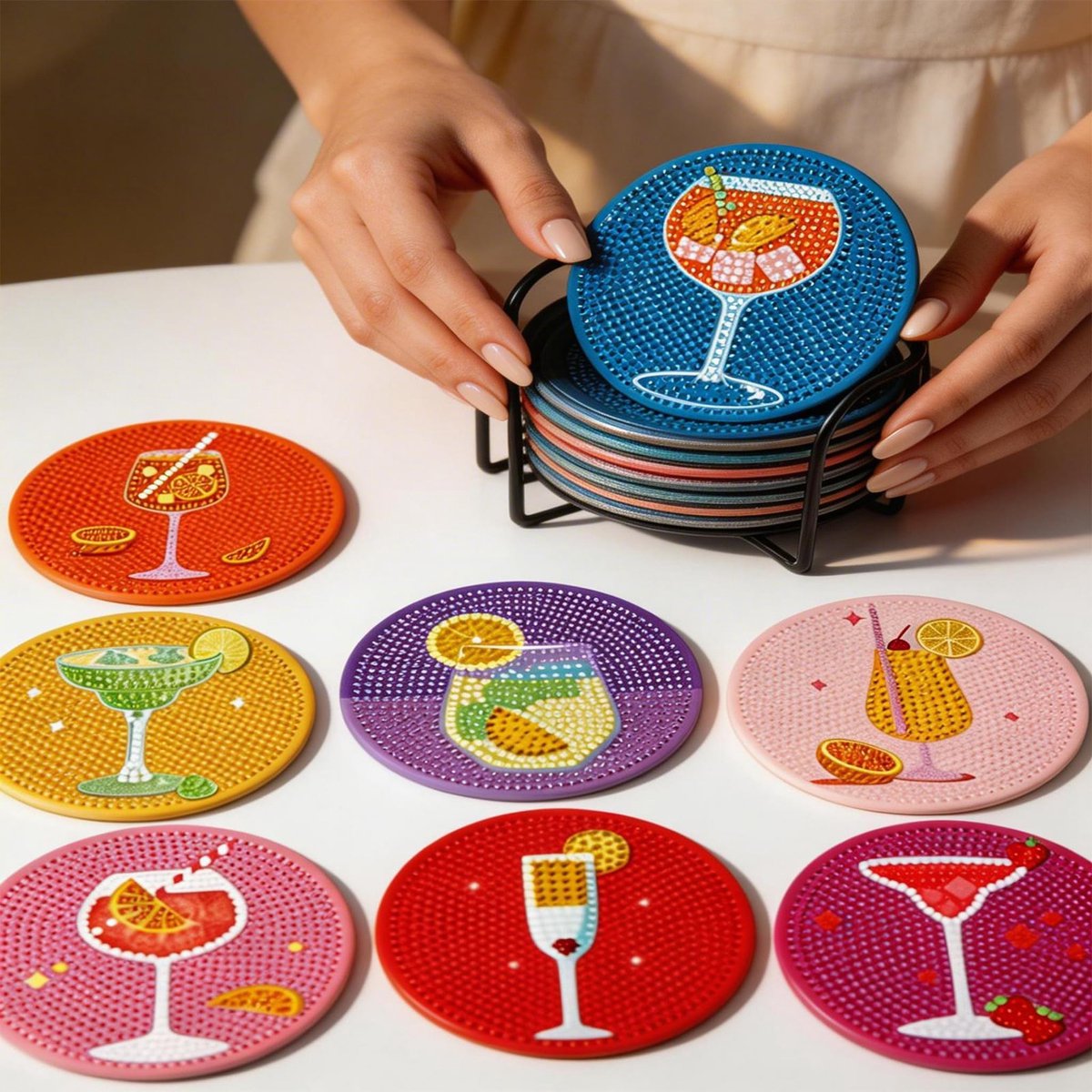 Dailygoods - DIY Diamond Painting Onderzetters Set met Houder